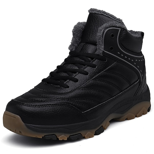 

Men's Sneakers Sporty Look Snow Boots Hiking Boots Fleece lined Sporty Casual Outdoor Daily Hiking Shoes PU Black Winter Fall