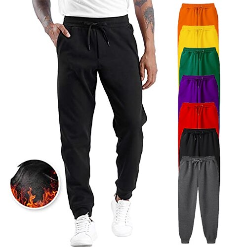 

Men's Fleece Pants Sweatpants Joggers Trousers Winter Pants Side Pockets Elastic Waist Fleece Solid Color Comfort Warm Daily Casual Apricot Pink / Spring / Drawstring / Elasticity