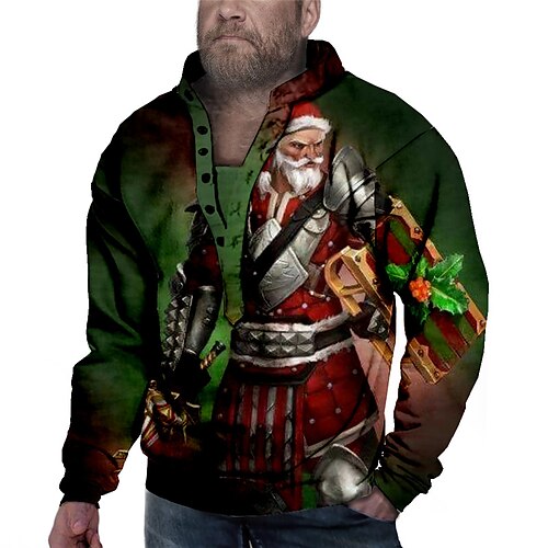 

Men's Plus Size Pullover Sweatshirt Big and Tall Graphic Henley Long Sleeve Spring & Fall Basic Fashion Streetwear Comfortable Casual Sports Tops