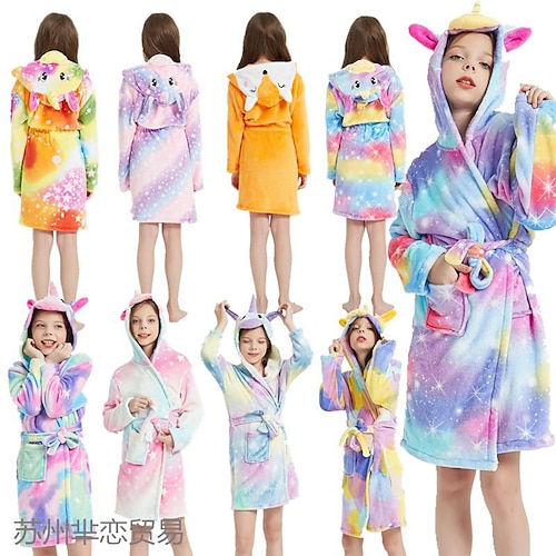 

Unicorn Soft Unicorn Hooded Galaxy Bathrobe Fleece Home Wearable Blanket for Boys and Girls