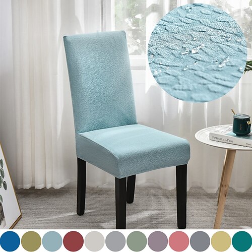 

Stretch Kitchen Chair Cover Slipcover Water Repellent Jacquard for Dinning Party Light Blue Soft Comfortable Firm Elegant Chairs Covers