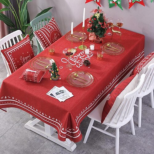

Christmas Printed Tablecloth Chair Cover Festive Decoration Elastic One-Piece Chair Cover Absorbent Tablecloth