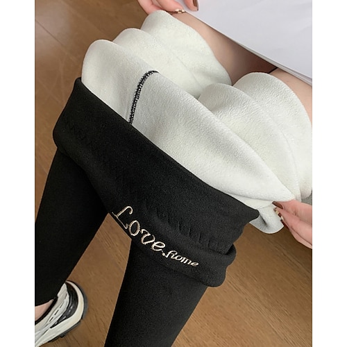 

Women's Fleece Pants Tights Leggings Cotton Blend Fleece lined [Lamb Fleece] Stripe Embroidery-Dark Grey [Lamb Fleece] Stripe Embroidery-Light Grey [Lamb Fleece] Stripe Embroidery-Black High Waist