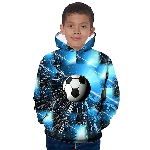 

Kids Boys World Cup Hoodie Pullover Graphic Football Long Sleeve Pocket Children Top Outdoor 3D Print Hoodie Fashion Cool Blue Winter 7-13 Years