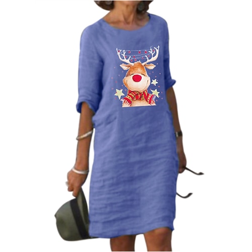 

Reindeer Dress Christmas Dress Women's Christmas Christmas Carnival Masquerade Adults Party Christmas Polyester Dress
