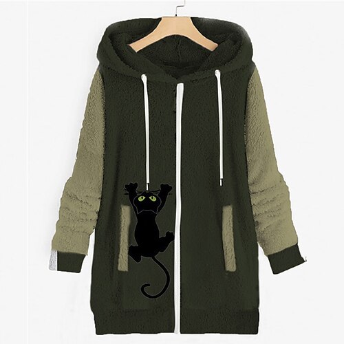 

Per donna Giacca in sherpa Giacca in pile Cappotto teddy Tenere al caldo Traspirante Esterno Da tutti i giorni Da mare Per uscire Cerniera Tasche Stampa Cerniera Felpa Attivo Moderno Comodo Felpato