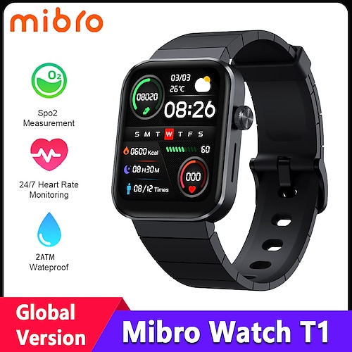 

T1 Smart Watch 1.6 inch Smartwatch Fitness Running Watch Bluetooth Pedometer Call Reminder Activity Tracker Compatible with Android iOS Women Men Waterproof Long Standby Hands-Free Calls IP 67 20mm