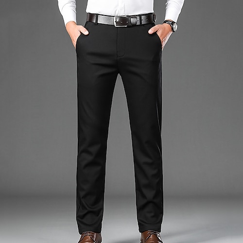 

Men's Dress Pants Trousers Winter Pants Pocket Straight Leg Solid Colored Comfort Breathable Business Daily Fashion Casual Navy Blue Gray Micro-elastic