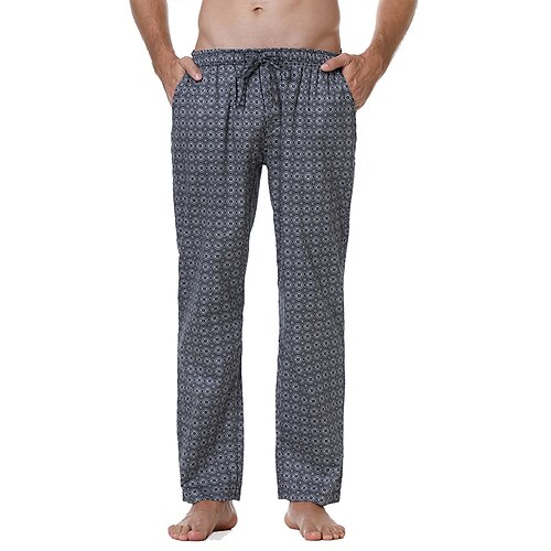 

Men's Loungewear Pajama Pant Lounge Pants Geometic Simple Soft Home Daily Vacation Cotton Warm Breathable Long Pant Pant Elastic Waist Winter Fall Light gray Dark Gray
