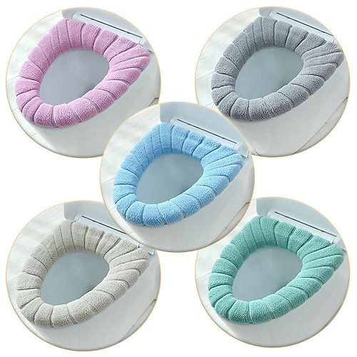 

Soft Toilet Seat Cover Pads Thicker Warmer Stretchable Washable Cloth Toilet Fits All Oval Toilet Seats