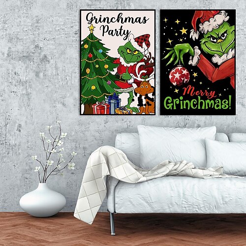 

1 Panel Christmas Prints Posters Grinch Modern Wall Art Wall Hanging Gift Home Decoration Rolled Canvas No Frame Unframed Unstretched