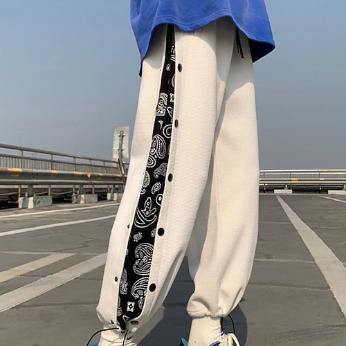 

Men's Joggers Trousers Casual Pants Pocket Drawstring Elastic Waist Graphic Breathable Soft Daily Streetwear Fashion Chic & Modern Grey White Micro-elastic