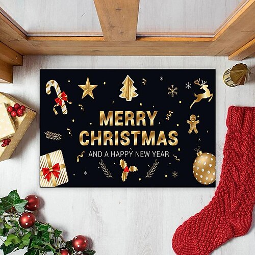 

Christmas Floor Mat Door Mats Carpet Flannel Absorbent Floor Mats Kitchen Non-Slip Mats