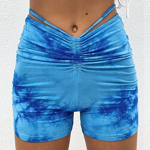 

Women's Shorts Blue Casual / Sporty Athleisure Casual Weekend Short Comfort Tie Dye S M L XL