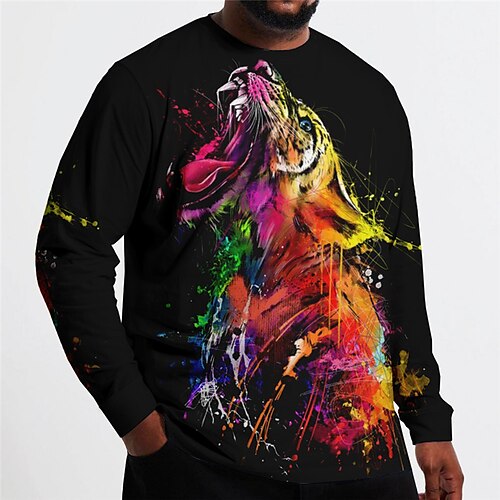 

Per uomo Plus Size maglietta Grande e alto Pop art Girocollo Manica lunga Primavera & Autunno Essenziale Di tendenza Streetwear Comodo Informale Sport Top