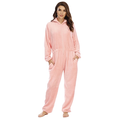 

Adults' Kigurumi Pajamas Nightwear Solid Colored Onesie Pajamas Flannel Cosplay For Men and Women Christmas Animal Sleepwear Cartoon Festival / Holiday Costumes