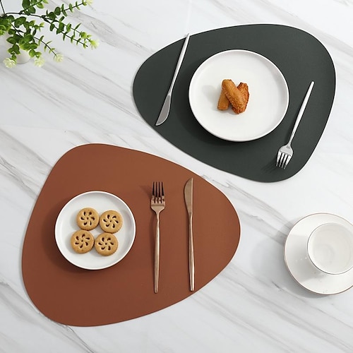 

Faux Leather Round Table Placemats 1PC, Placemats Heat Resistant Round Table Mats for Dining Table, Waterproof Wipeable PU Table Mats, Easy to Clean