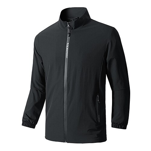 

Men's Casual Jacket Daily Wear Vacation Going out Zipper Stand Collar Comfort Zipper Front Leisure Jacket Outerwear Solid Color Zipper Pocket Dark Blue Gray Black