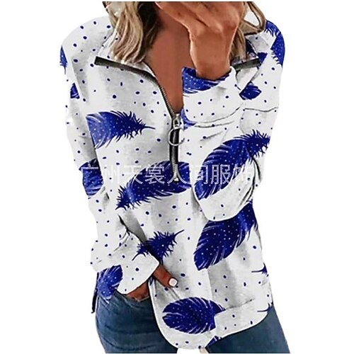 

Women's Sweatshirt Pullover Streetwear Zipper Blue Yellow Rainbow Graphic Street V Neck Long Sleeve S M L XL 2XL 3XL