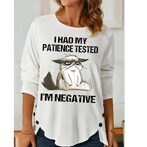 

Women's T shirt Tee Watermelon Red Green Blue Graphic Button Print Long Sleeve Daily Weekend Basic Round Neck Regular Painting S