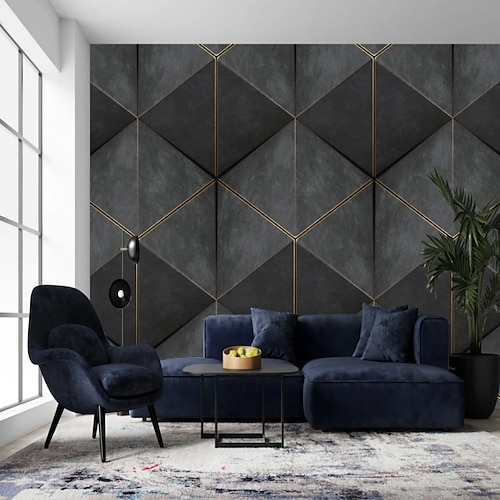 

3D Mural Wallpaper Dark Cement Cubes Wall Sticker Covering Print Peel and Stick Removable PVC / Vinyl Material Self Adhesive / Adhesive Required Wall Decor Wall Mural for Living Room Bedroom