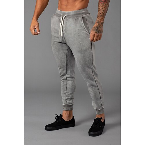 

Men's Sweatpants Running Pants Drawstring Side Pockets Bottoms Athletic Athleisure Breathable Moisture Wicking Soft Fitness Gym Workout Running Sportswear Activewear Solid Colored Dark Navy Beige Grey