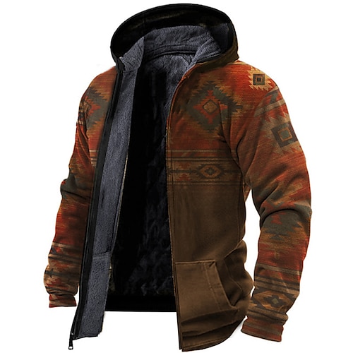 

Homens Casaco de lã Full Zip Hoodie Moletom de lã Jaqueta Sherpa moletons grossos Amarelo Azul Roxo Laranja Marron Com Capuz Estampas Abstratas Zíper Imprimir Desportos e Ar livre Diário Esportes