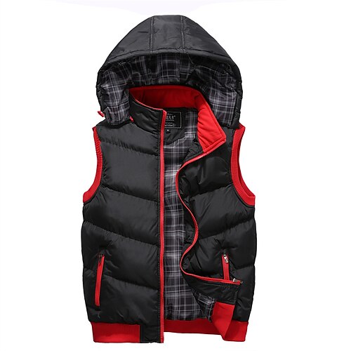 

Men's Puffer Vest Winter Jacket Winter Coat Outdoor Casual Date Casual Daily Office & Career Solid / Plain Color Outerwear Clothing Apparel Black Green Red