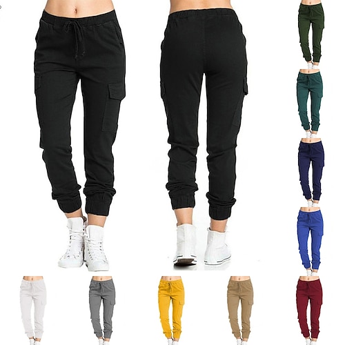 

Per donna Pantaloni da jogger Pantaloni cargo A cordoncino Tasche laterali Pantaloni Sportivo Athleisure Traspirante Traspirazione umidità Morbido Fitness Allenamento in palestra Corsa abbigliamento