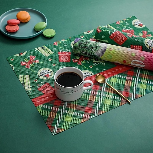 

new cross-border pvc christmas place mat household western meal mat insulation thickening anti-scalding pvc table bowl mat non-slip mat