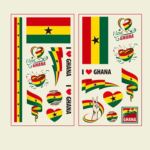 

2 Pcs Cross border new national flag tattoo paste temporary sticker for fans' party of World Cup Marathon Games