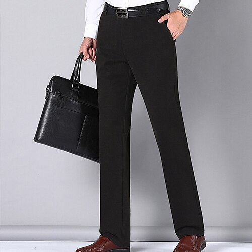 

Men's Dress Pants Trousers Winter Pants Pocket Straight Leg Solid Colored Comfort Breathable Business Daily Fashion Casual Khaki Royal Blue Micro-elastic