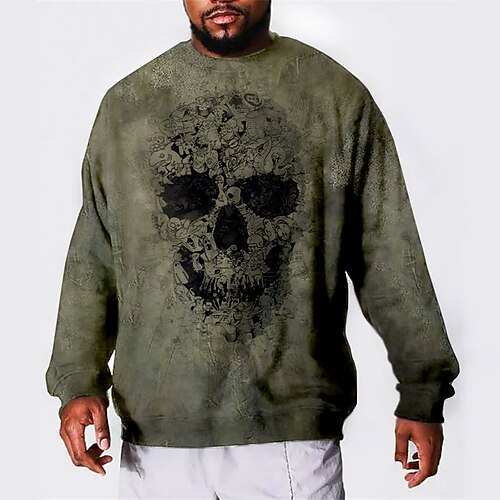 

Men's Plus Size Pullover Sweatshirt Big and Tall Graphic Crew Neck Long Sleeve Spring & Fall Basic Fashion Streetwear Comfortable Casual Sports Tops