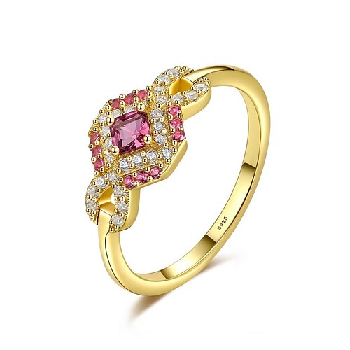 

Ring Wedding Classic Gold S925 Sterling Silver Precious Stylish Elegant 1PC Synthetic Diamond / Women's