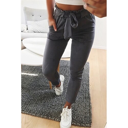 

Women's Slacks Pink Army Green Gray High Waist Casual Daily Casual Daily High Cut Full Length Comfortable Solid Colored S M L XL XXL