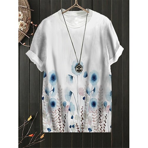 

Women's Plus Size Tops T shirt Tee Floral Print Short Sleeve Crewneck Streetwear Daily Sports Cotton Spandex Jersey Spring Summer White