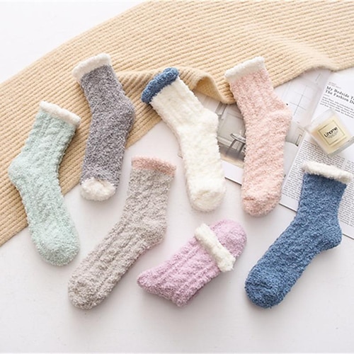 

Women's Crew Socks Home Daily Polyester Spandex Basic Simple Warm Cute 1 Pair