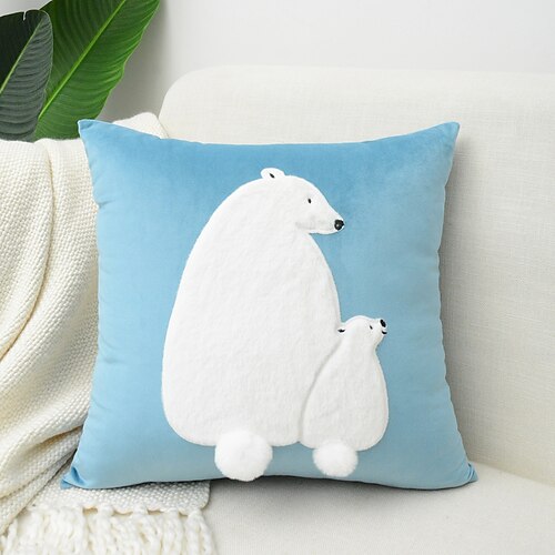 

Bear Embroidery Pillow Cover Decorative Throw Cushion Cover for Sofa Couch Bed Bench Living Room 1PC