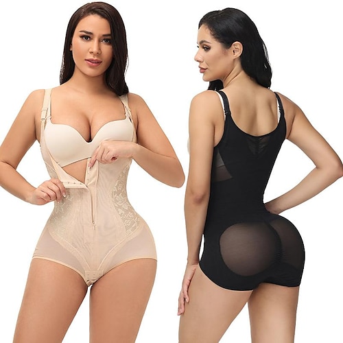 

Women's Jumpsuit Rompers Shapewear Black color Fashion Shapewear Corsets Casual Daily Lace High Elasticity Short Tummy Control Plain S M L