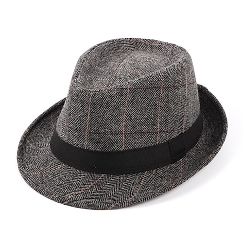 

Homens Chapéu Fedora chapéu aba Preto Café Linho Imprimir Simples Casual Férias Rua Dia a Dia Final de semana Treliça Portátil Conforto Da Moda