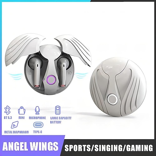 

Earphone Bluetooth Wireless Creative Angel Wings TWS Sportive Semi In Ear Earphones Running Gaming Headset With Microphone TypeC