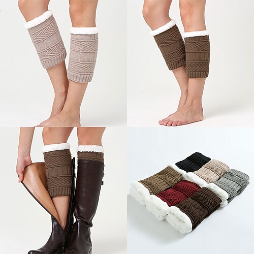 

Women's Leg Warmers Boot Cuffs Daily Solid Color Knit Casual Boho / Bohemian Warm Leg Shaping 1 Pair