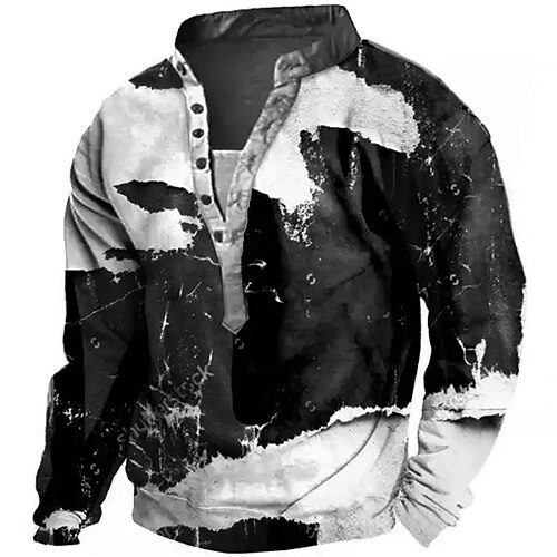 

Men's Sweatshirt Pullover Black Standing Collar Color Block Graphic Prints Print Casual Daily Sports 3D Print Streetwear Designer Casual Spring & Fall Clothing Apparel Hoodies Sweatshirts Long