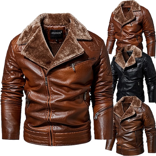 

Per uomo Giacca invernale Cappotto invernale Giacca in pile Giacca di pelle sintetica Tenere al caldo Per uscire Casual / quotidiano Festival Cerniera Collo ripiegabile Di tendenza Classico Comodo