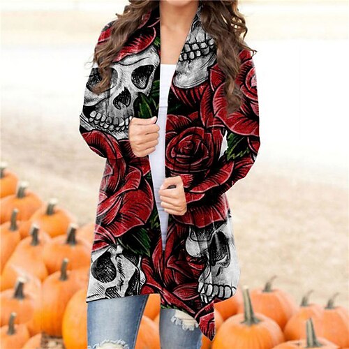 

Per donna Giacca sportiva Tenere al caldo Traspirante Esterno Halloween Athleisure Stampa Aperturaanteriore Collo Vintage Speciale Stile di strada Halloween Floreale Standard Capispalla Manica lunga