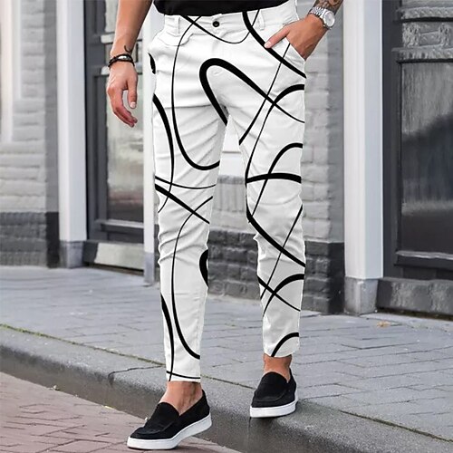 

Men's Chinos Trousers Pocket 3D Print Abstract Graphic Prints Comfort Soft Office Business Basic Fashion Light gray Gray