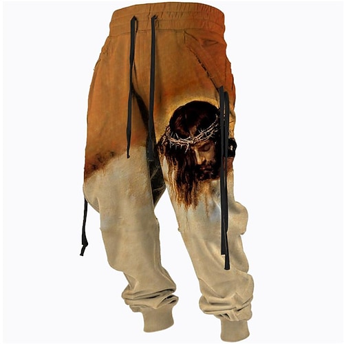 

Men's Sweatpants Joggers Trousers Drawstring Elastic Waist 3D Print Graphic Prints Comfort Breathable Sports Outdoor Casual Daily Cotton Blend Streetwear Stylish Brown Micro-elastic / Designer