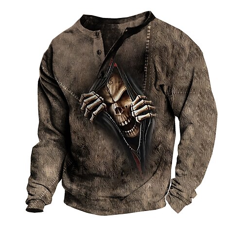 

Men's Sweatshirt Pullover Green Blue Dark Gray Brown Gray Skull Graphic Prints Print Casual Daily Sports 3D Print Basic Streetwear Designer Spring Fall Clothing Apparel Hoodies Sweatshirts Long