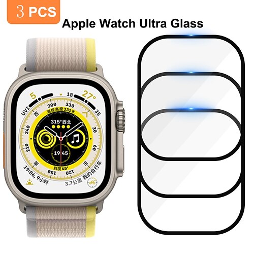 

3 PCS Tempered Glass for Apple Watch Ultra 49mm Waterproof Tempered Full Screen Protector Film For Iwatch Series 8 Pro 49mm