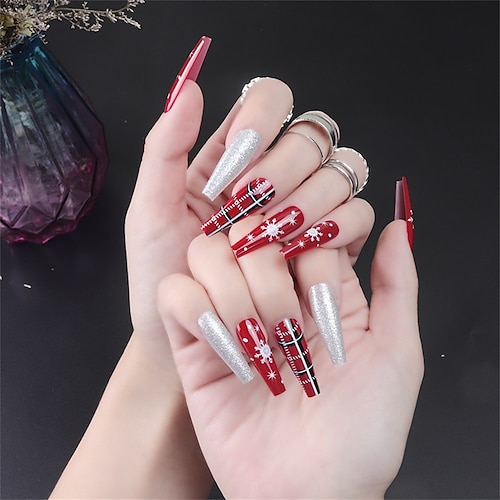 

1 set Resin Safety Classic Best Quality Fashion Christmas Halloween Party / Evening Fake Nails for Finger Nail / Romantic Series